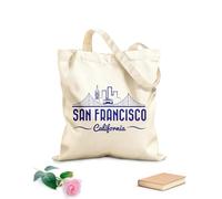 AILOONG Puente Golden Gate y tranvía de San Francisco Bolsa de lona sin blanquear Tela de 340g/m² de grosor Se usa como bolsa de herramientas
