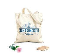 AILOONG Puente Golden Gate y tranvía de San Francisco Bolsa de lona sin blanquear Tela de 340g/m² de grosor Se usa como bolsa de herramientas