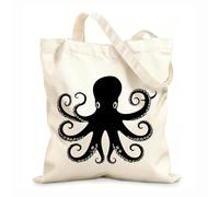 AILOONG Pulpo cefalópodo cerúleo Inky Bolsas reutilizables para la compra Tela de 12 oz de grosor Plegable 25x30cm Pequeño