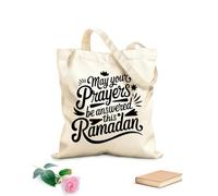 AILOONG Que tus oraciones sean respondidas este Ramadán. Bolsas de lona con estampados personalizables Tela de 12 oz de grosor Combina con la ropa 35x40cm Grande