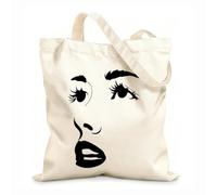 AILOONG Rostro femenino con ojos y labios bien abiertos Bolsa de lona Tela de 12 oz de grosor Sustituye a la mochila escolar 31x36cm Mediano
