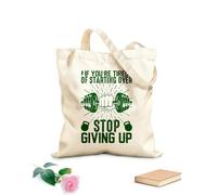 AILOONG Si ya no quieres empezar de nuevo, deja de abandonar el gimnasio. Bolsas de lona con estampados personalizables Tela de 340g/m² de grosor Combina con la ropa