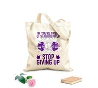 AILOONG Si ya no quieres empezar de nuevo, deja de abandonar el gimnasio. Bolsas de lona con estampados personalizables Tela de 340g/m² de grosor Combina con la ropa