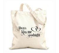 AILOONG Siempre bésame buenas noches Maestro Romance Familiar Bolsos de calicó para mujer Tela de 12 oz de grosor Plegable 31x36cm Mediano