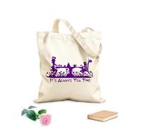 AILOONG Siempre es la hora del té Alicia en el país de las maravillas Bolsa de lona para vino Tela de 340g/m² de grosor Combina con la ropa