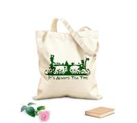 AILOONG Siempre es la hora del té Alicia en el país de las maravillas Bolsa de lona para vino Tela de 340g/m² de grosor Combina con la ropa