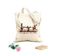 AILOONG Siempre es la hora del té Alicia en el país de las maravillas Bolsa de lona para vino Tela de 340g/m² de grosor Combina con la ropa