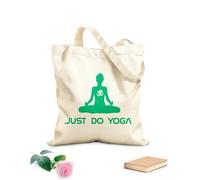 AILOONG Silueta de chica con letras del estudio de yoga Just Do Yoga Bolsa de lona Tela de 340g/m² de grosor Sustituye a la mochila escolar