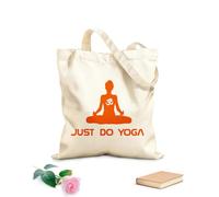 AILOONG Silueta de chica con letras del estudio de yoga Just Do Yoga Bolsa de lona Tela de 340g/m² de grosor Sustituye a la mochila escolar