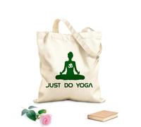 AILOONG Silueta de chica con letras del estudio de yoga Just Do Yoga Bolsa de lona Tela de 340g/m² de grosor Sustituye a la mochila escolar