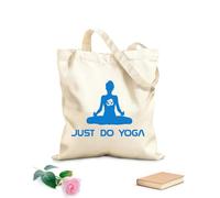 AILOONG Silueta de chica con letras del estudio de yoga Just Do Yoga Bolsa de lona Tela de 340g/m² de grosor Sustituye a la mochila escolar