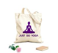 AILOONG Silueta de chica con letras del estudio de yoga Just Do Yoga Bolsa de lona Tela de 340g/m² de grosor Sustituye a la mochila escolar