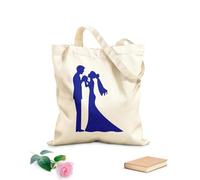 AILOONG Siluetas de pareja de novios en vestido de novia stock en silueta recién casados abstracto en Bolsa de tela con asa plana Tela de 340g/m² de grosor Sustituye a la mochila escolar