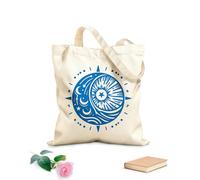 AILOONG Símbolo celestial del yin y el yang, la luna creciente estrellada y el sol con energía radiante mística Bolsa de tela con asa plana Tela de 340g/m² de grosor Sustituye a la mochila escolar