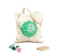 AILOONG Símbolo celestial del yin y el yang, la luna creciente estrellada y el sol con energía radiante mística Bolsa de tela con asa plana Tela de 340g/m² de grosor Sustituye a la mochila escolar