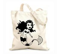 AILOONG Sirena de baño con mitos del océano marino Bolsa de compras de lona de algodón Tela de 12 oz de grosor Se usa como bolsa de regalo 35x40cm Grande