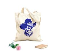 AILOONG Sombrero de vaquero con calavera de película del Oeste, Salvaje Oeste Bolsa de compras de lona de algodón Tela de 340g/m² de grosor Se usa como bolsa de regalo