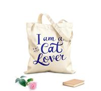 AILOONG Soy un amante de los gatos tipografía soy un amante de los gatos Bolsas de lona con estampados personalizables Tela de 340g/m² de grosor Combina con la ropa