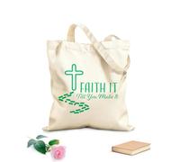 AILOONG Ten fe hasta que lo logres: citas inspiradoras cristianas Bolsas reutilizables para la compra Tela de 340g/m² de grosor Plegable