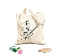 AILOONG Tienda de instrumentos musicales con guitarra estilo pin-up retro de chica Bolsa de lona Tela de 12 oz de grosor Sustituye a la mochila escolar 31x36cm Mediano