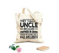 AILOONG tío gracioso me llaman tío como una mala influencia Bolsa de lona con fondo reforzado Tela de 12 oz de grosor Se usa como bolsa de regalo 25x30cm Pequeño