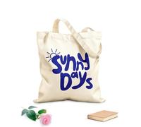 AILOONG Tipografía de garabatos con estilo retro de los años 70, letras a mano, días soleados Bolsa de lona para vino Tela de 340g/m² de grosor Combina con la ropa