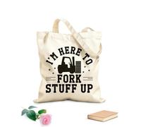 AILOONG Tipografía de montacargas con arte de camiones Bolsa de tela con asa plana Tela de 12 oz de grosor Sustituye a la mochila escolar 35x40cm Grande