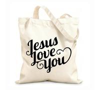 AILOONG tipografía jesus te ama Bolsa de lona con fondo reforzado Tela de 12 oz de grosor Se usa como bolsa de regalo 25x30cm Pequeño