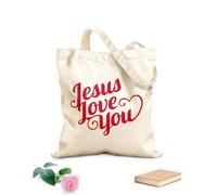 AILOONG tipografía jesus te ama Bolsa de lona con fondo reforzado Tela de 340g/m² de grosor Se usa como bolsa de regalo