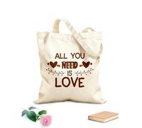 AILOONG Todo lo que necesitas es amor, texturas y caligrafía. Bolsa de lona para vino Tela de 340g/m² de grosor Combina con la ropa