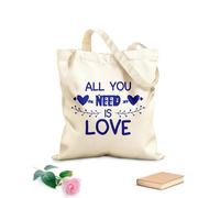 AILOONG Todo lo que necesitas es amor, texturas y caligrafía. Bolsa de lona para vino Tela de 340g/m² de grosor Combina con la ropa