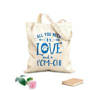 AILOONG Todo lo que necesitas es amor y un diseño de cita de pomchi con una huella de pata Bolsa de lona para vino Tela de 340g/m² de grosor Combina con la ropa