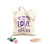 AILOONG Todo lo que necesitas es amor y un diseño de cita de pomchi con una huella de pata Bolsa de lona para vino Tela de 340g/m² de grosor Combina con la ropa