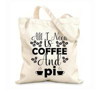 AILOONG Todo lo que necesito es café y diseño Pi. Diseño del Día Pi. Día Pi. No seas irracional. Bolsa de lona para vino Tela de 12 oz de grosor Combina con la ropa 31x36cm Mediano