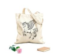 AILOONG Un boceto detallado de un unicornio alado representado en líneas sobre un Bolsa de lona para vino Tela de 12 oz de grosor Combina con la ropa 25x30cm Pequeño