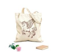 AILOONG Un boceto detallado de un unicornio alado representado en líneas sobre un Bolsa de lona para vino Tela de 340g/m² de grosor Combina con la ropa