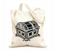 AILOONG Un cofre del tesoro de piratas de fantasía a la antigua usanza Bolsa de lona para vino Tela de 12 oz de grosor Combina con la ropa 31x36cm Mediano