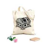 AILOONG Un cofre del tesoro de piratas de fantasía a la antigua usanza Bolsa de lona para vino Tela de 12 oz de grosor Combina con la ropa 25x30cm Pequeño