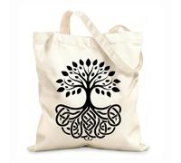 AILOONG Un logotipo de árbol con raíces de nudo de amor celta Bolsa de lona para vino Tela de 12 oz de grosor Combina con la ropa 25x30cm Pequeño