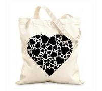 AILOONG Una combinación de pequeños corazones dispuestos en forma de corazón. Bolsa de lona para vino Tela de 12 oz de grosor Combina con la ropa 25x30cm Pequeño