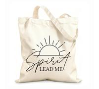 AILOONG Versículo bíblico cristiano: El Espíritu me guía Bolsas reutilizables para la compra Tela de 12 oz de grosor Plegable 35x40cm Grande