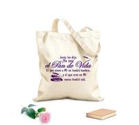 AILOONG Versículos bíblicos de Juan en español Cocina Yo soy el pan de vida Cristiano Jesús Bolsos de calicó para mujer Tela de 340g/m² de grosor Plegable