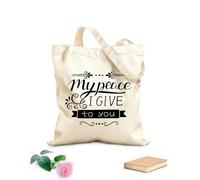 AILOONG Versículos de la Biblia Mi paz os doy Bolsas reutilizables para la compra Tela de 12 oz de grosor Plegable 31x36cm Mediano