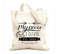 AILOONG Versículos de la Biblia Mi paz os doy Bolsas reutilizables para la compra Tela de 12 oz de grosor Plegable 35x40cm Grande