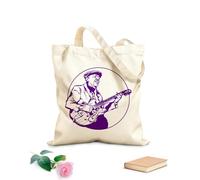 AILOONG Viejo músico guitarrista instrumento musical Bolsa de compras de lona de algodón Tela de 340g/m² de grosor Se usa como bolsa de regalo