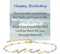 ailov Regalos de feliz cumpleaños para mujeres, ideas de regalo para hermana, mejor amiga, cuñada, mamá, hija, joyería inspiradora para jubilación, pulsera ondulada para mujer, Talla única, Circonia