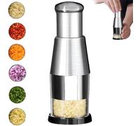 Ailsion Manual Pressed Chopper, Multifunctional Manual Food Presser, Pressed Garlic Chopper Stainless Steel Hand Food Chopper Garlic Press, For Mincing Garlic, Slicing Peppers And Onions (1 Pcs)