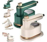 Ailsion Steam Iron, Ailsion Clothes Steamer, Travel Steamer for Clothes Portable Mini, Portable Steam Irons with Anti-Scald Base, 2 in 1 Mini Travels for Travel and Home (Beige+Green)