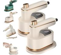 Ailsion Steam Iron, Ailsion Clothes Steamer, Travel Steamer for Clothes Portable Mini, Portable Steam Irons with Anti-Scald Base, 2 in 1 Mini Travels for Travel and Home (Beige*2)
