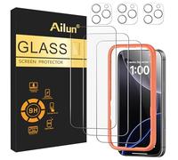 Ailun 3 Pack Screen Protector for iPhone 16 Pro Max [6.9 inch] + 3 Pack Camera Lens Protector with Installation Frame,Sensor Protection,Dynamic Island Compatible,Case Friendly Tempered Glass Film